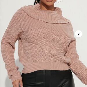 Fashion Nova Keep On Guessin' Cowl Neck Sweater - Blush